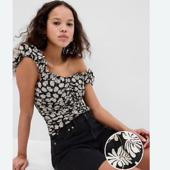 GAP Ruched Floral Top - Picture 1 of 8